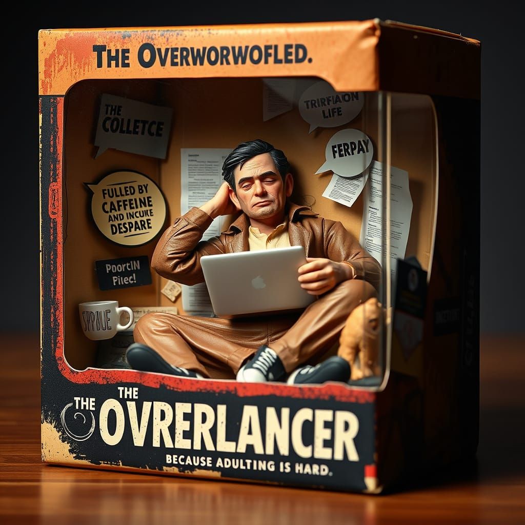 Collectible action figure of 'The Overworked Freelancer'
