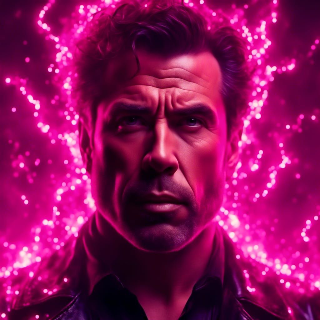 Smug John Travolta Portrait with Electric Outline