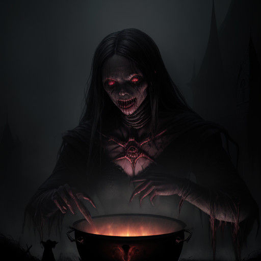 Dark Fantasy Witch Prepares Sinister Human Sacrifice in a Ca...