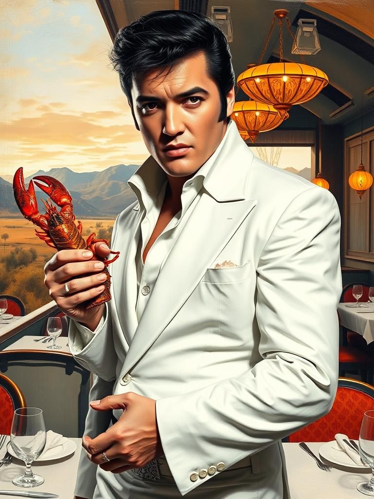 Elvis Presley Lobster Portrait in Pop Art Style