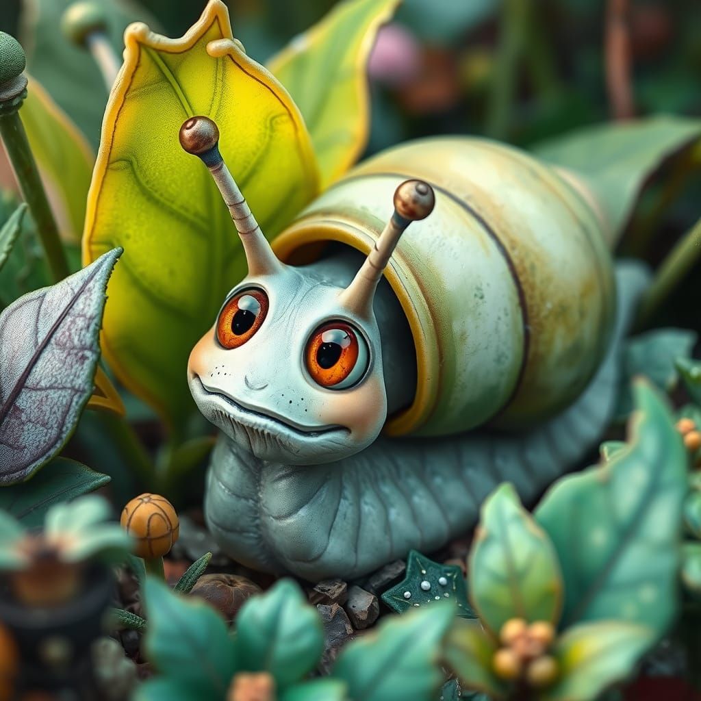 Whimsical Snail in Dreamy Watercolor Garden