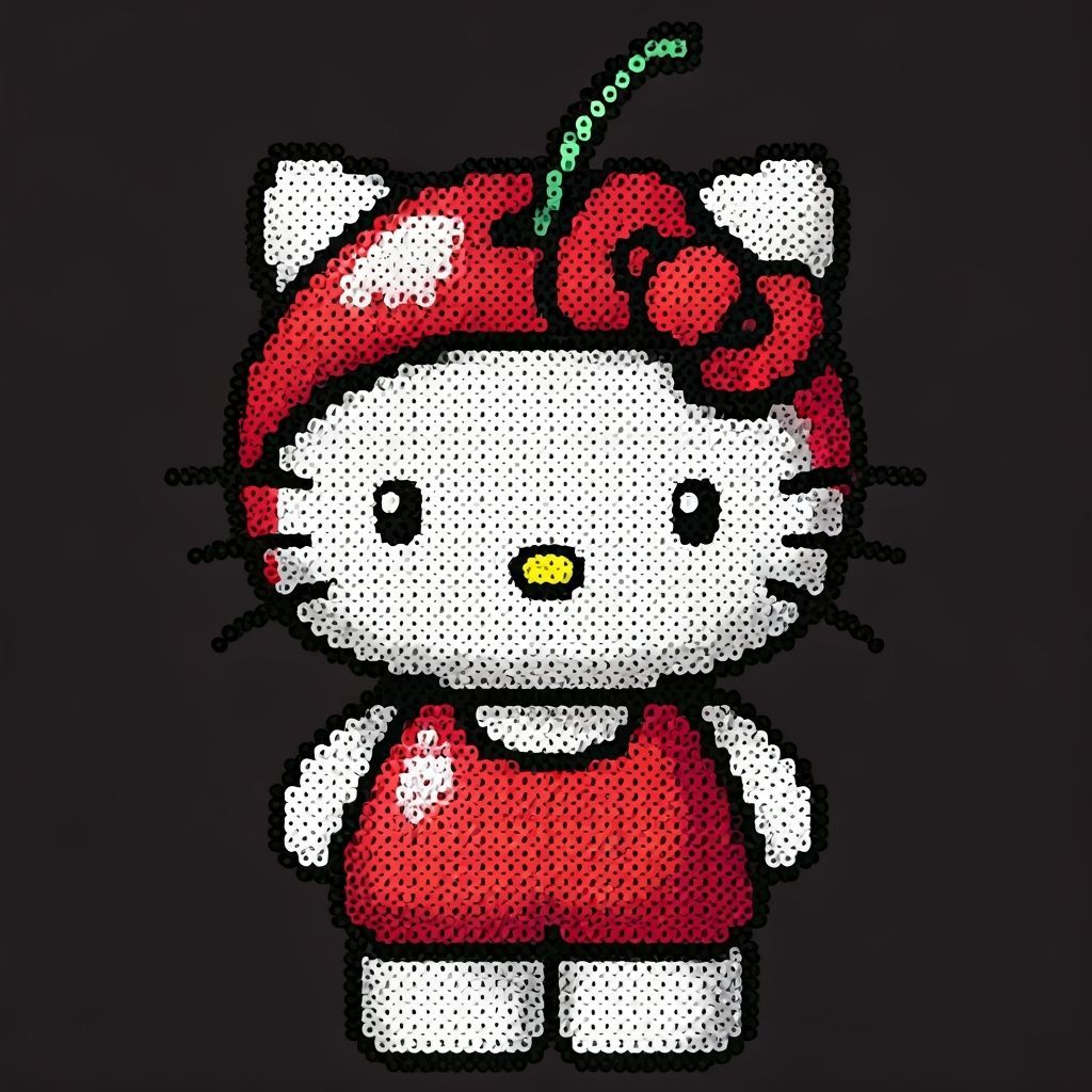 Hello Kitty Fuse Bead Pattern as a Cherry