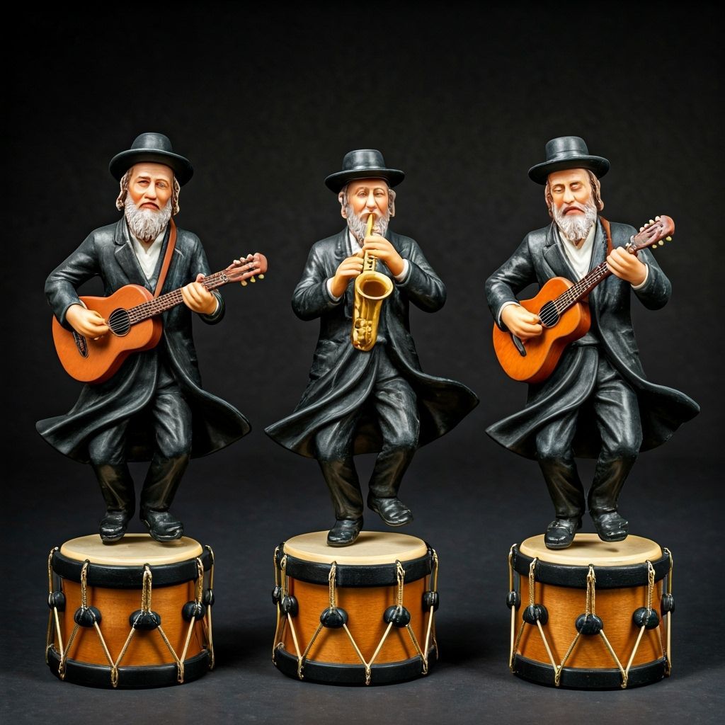 Hasidic Wax Statues Dancing with Instruments