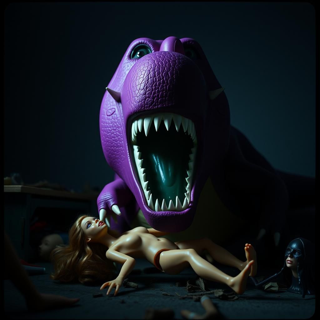 Barney's Dark Feast: A Cinematic Toy Room Nightmare