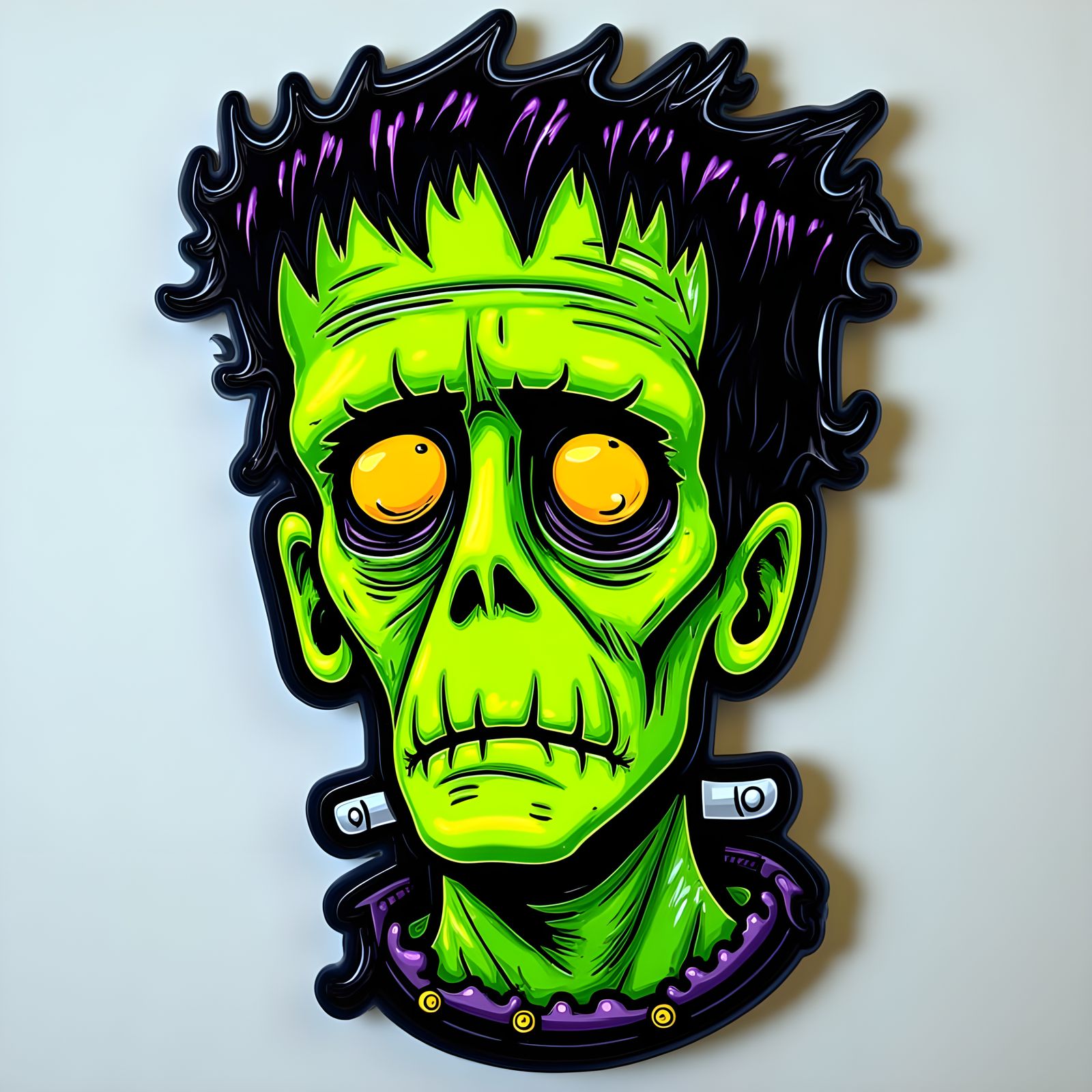 Whimsical Frankenstein Face Sticker Art