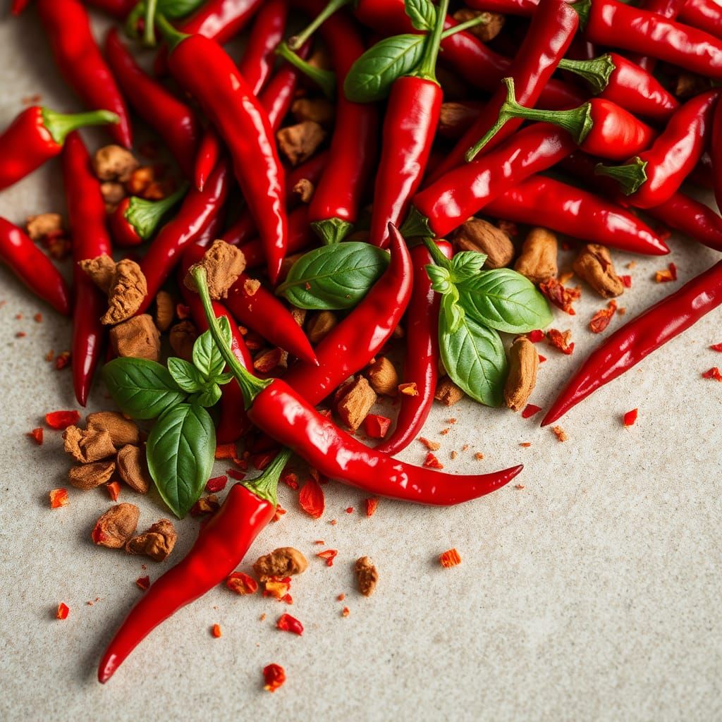 Fiery Red Chili Peppers Still Life Photography