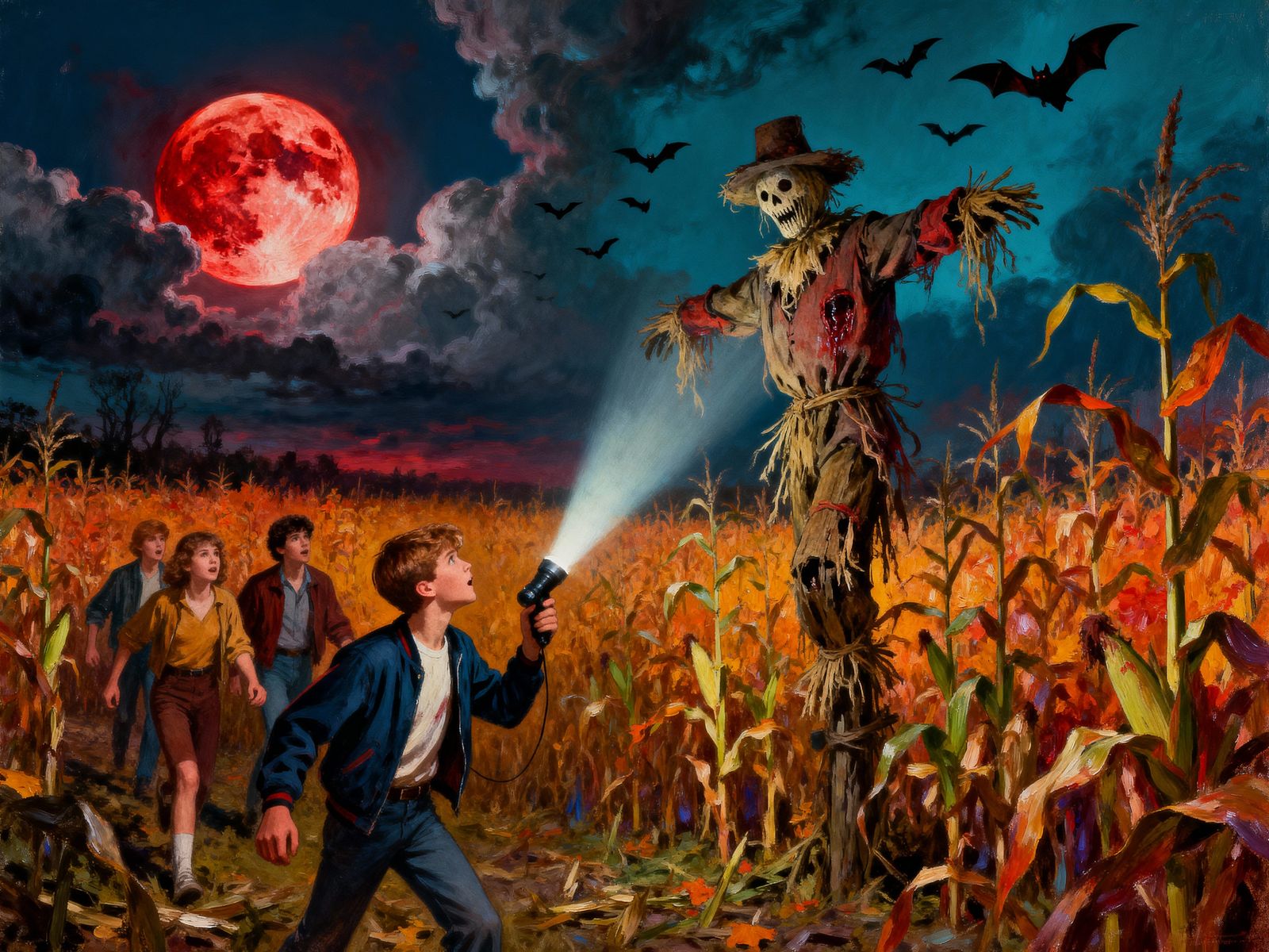 Teenagers Encounter Jeepers Creepers Scarecrow Under Blood M...