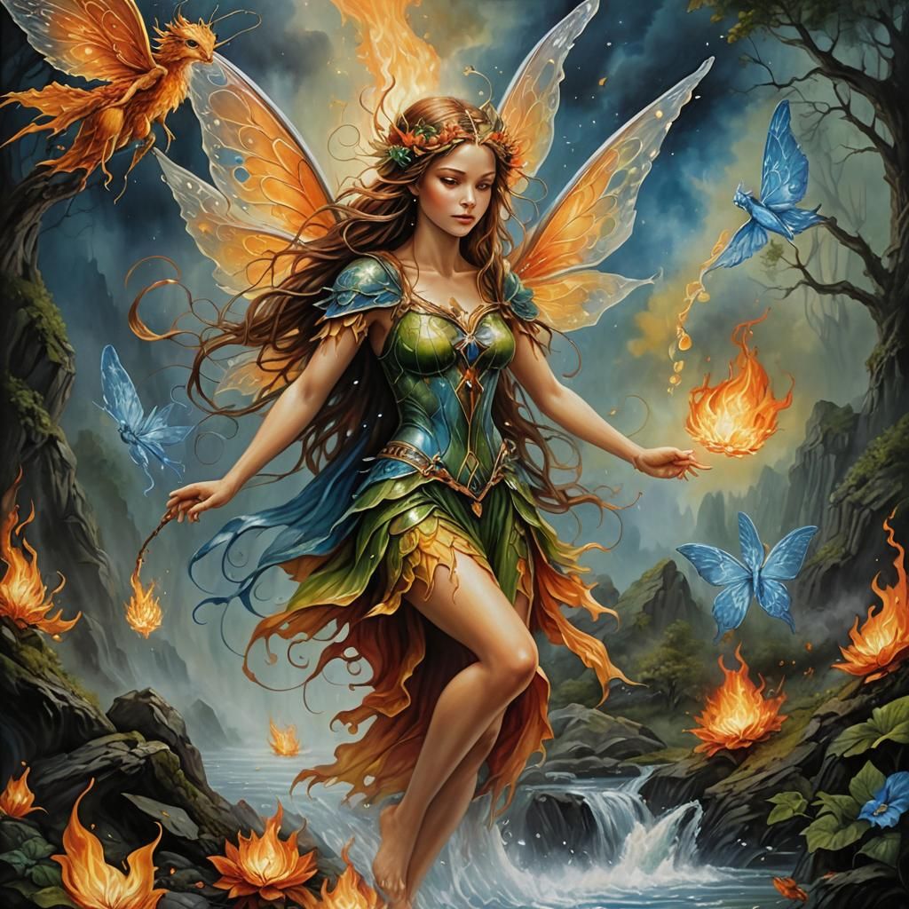 Elemental Fairy in Airbrush Oil Painting