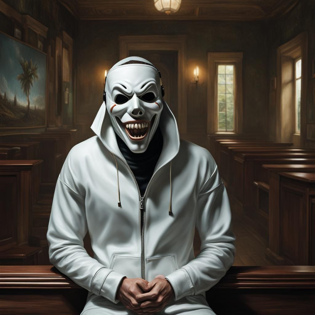 Hyperrealistic Portrait: Young Man in Scream Mask