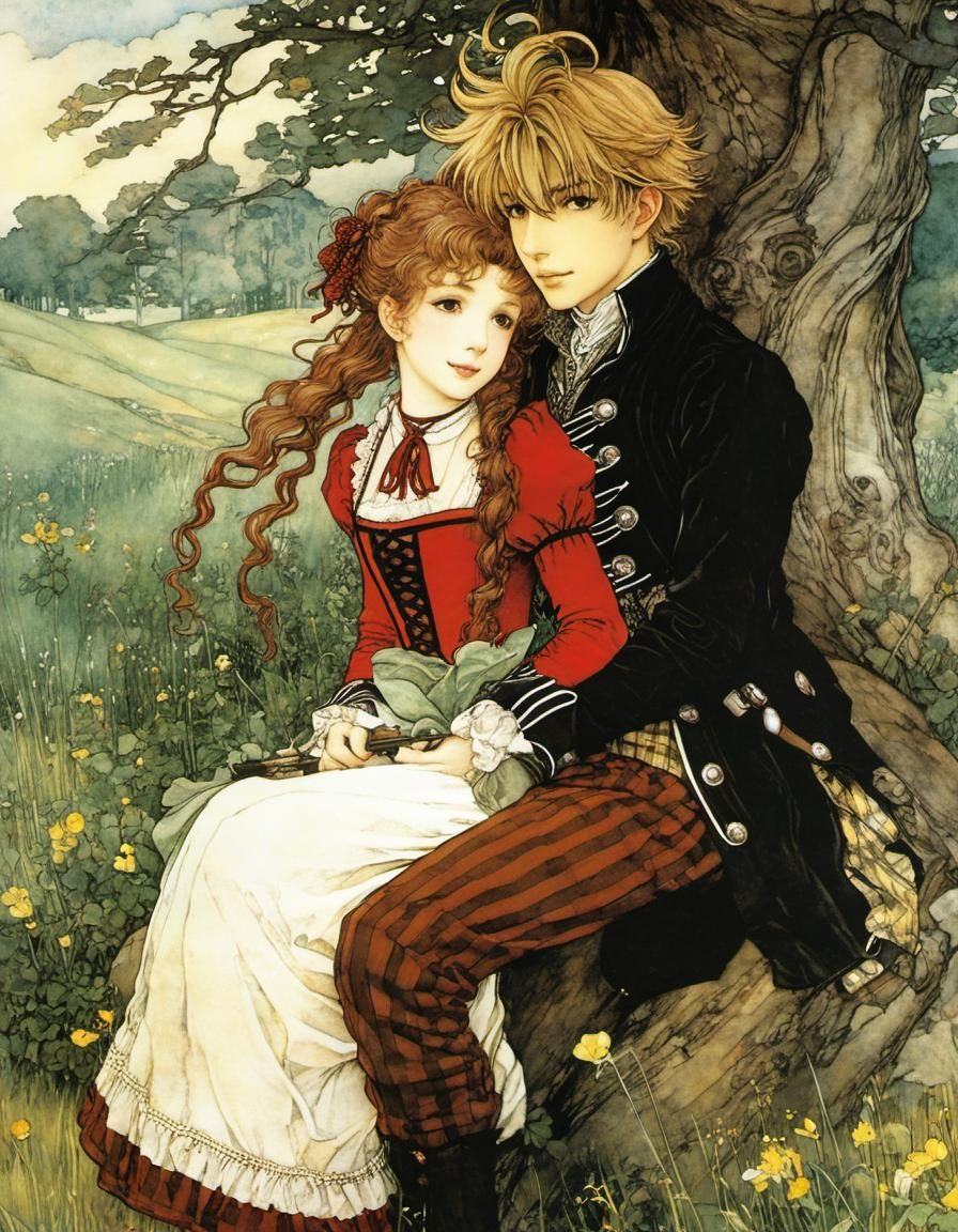 Anime Style Scene Inspired by Arthur Rackham