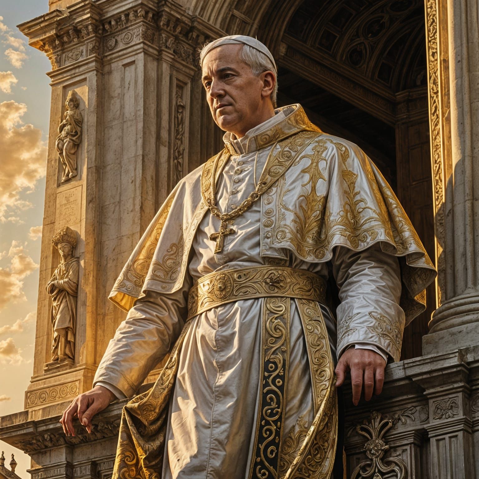 Pope Leo XIV Overlooking St Peter's Square