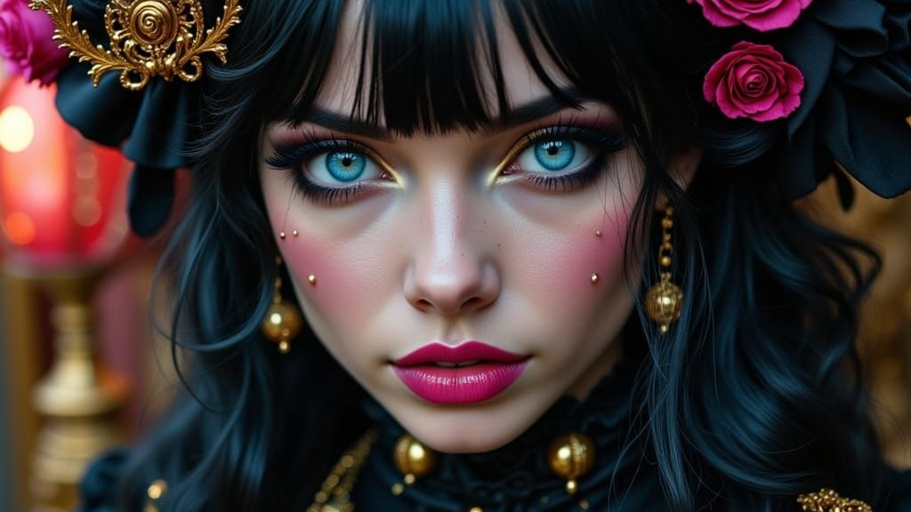 Cyberpunk Goth Beauty in Baroque Opulence