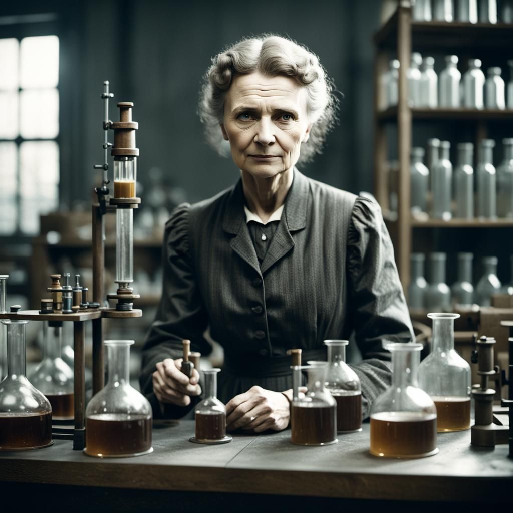 Ethereal Madame Curie in the Physics Lab