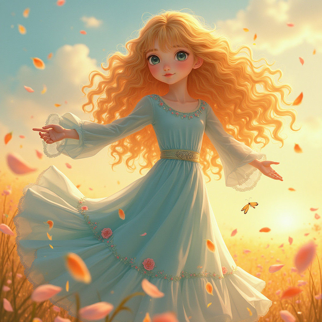 Girl Twirling with Flowing Sleeves: Ghibli-Inspired Concept ...