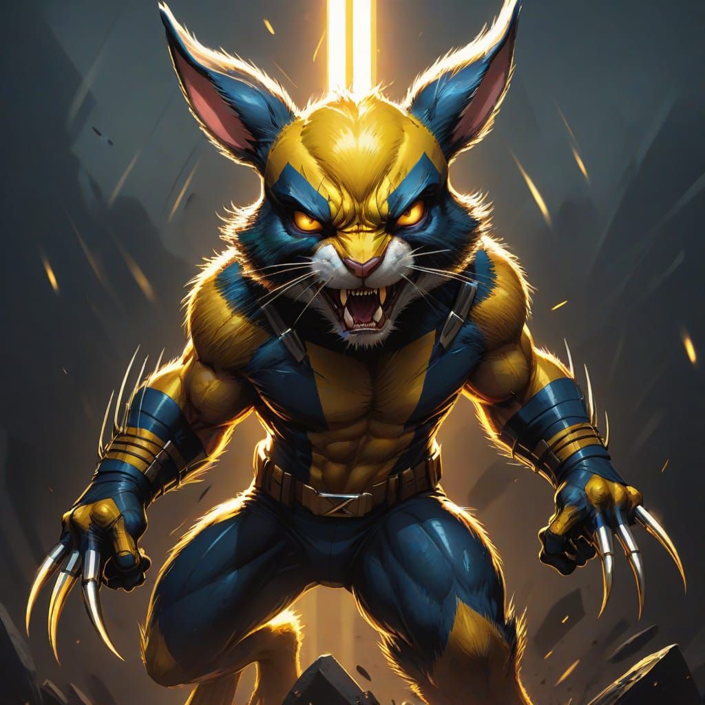 Fierce Bunny Wolverine Hybrid in Dynamic Comic Style