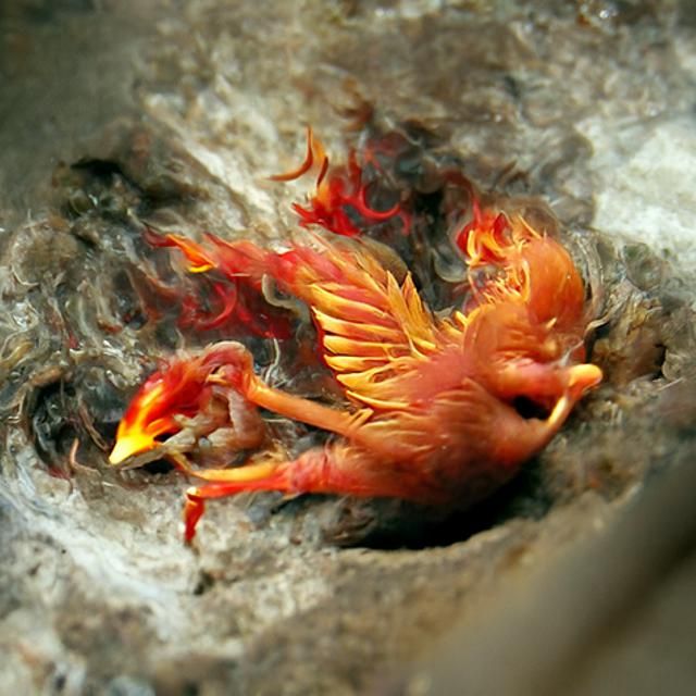 Fiery Phoenix Birth: A Mythical Transformation