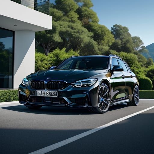 Luxury Villa with BMW M3 Touring in Photorealistic Rendering