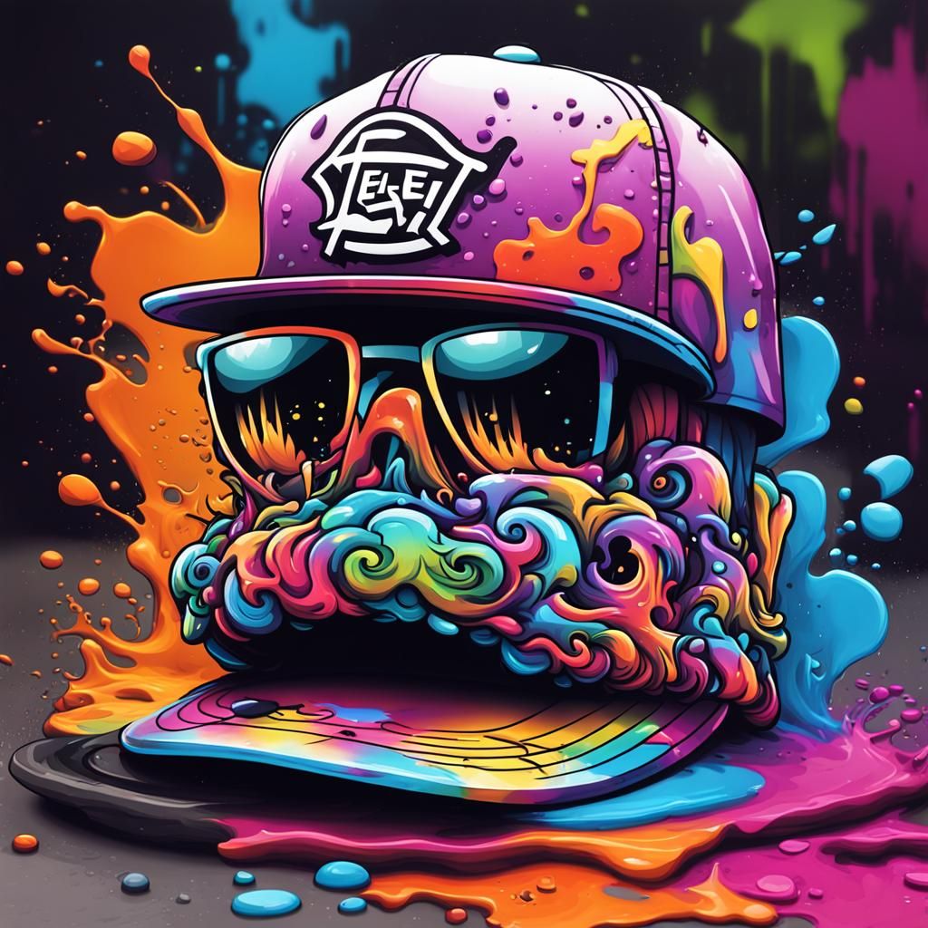Tee N Hat Logo in Graffiti Splash Art Style