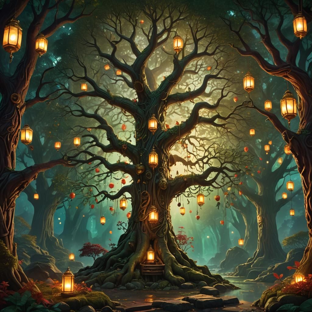 Glowing Tree Awakens Forest for Fall Equinox