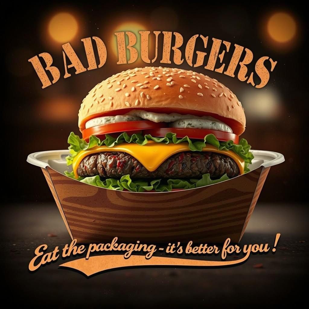 BAD BURGERS.  Eat the packaging - it's better for you!
