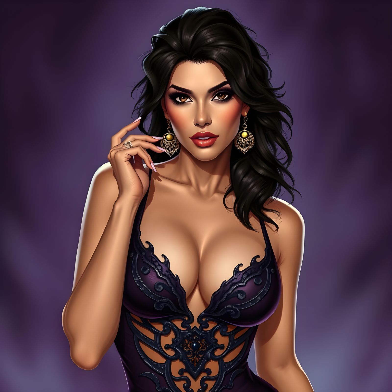 Elegant Brunette Dragon in Whimsical Fantasy Style