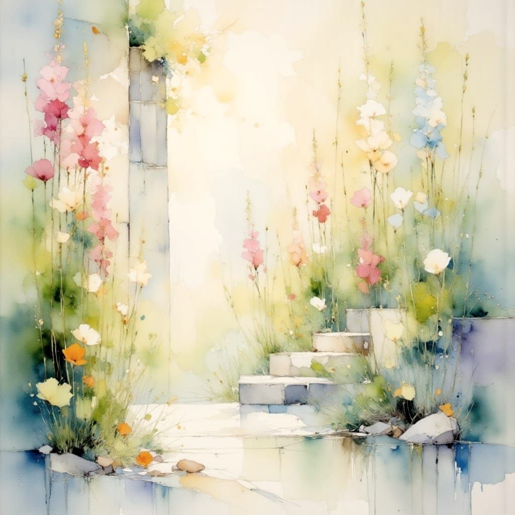 Soft Morning Serenity in Watercolor Style