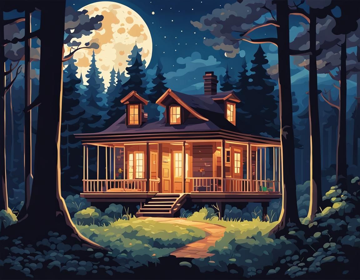 Alex Hirsch Style Home in Forest Vector Art