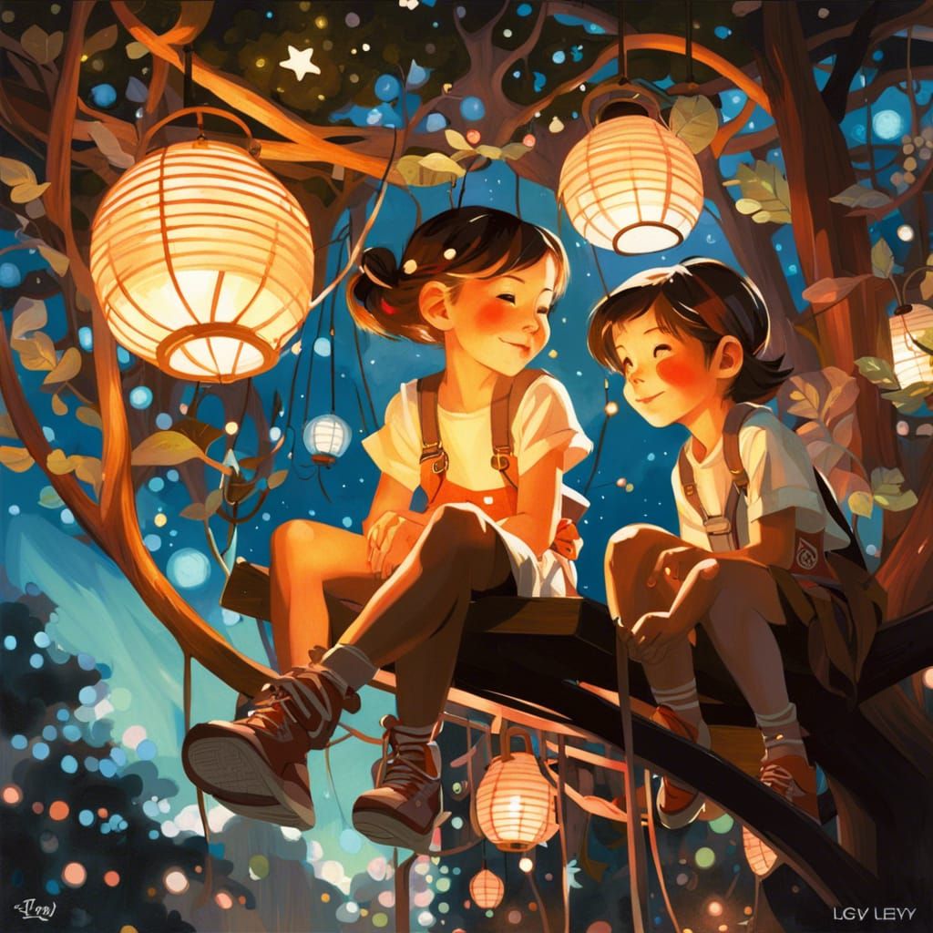 Enchanting Mystical Treehouse Scene in Digital Art