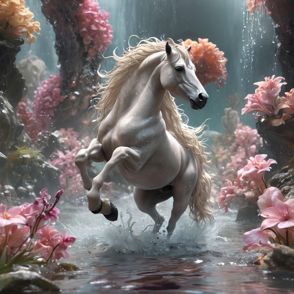 Radiant Centaur Galloping Through Water Elementals