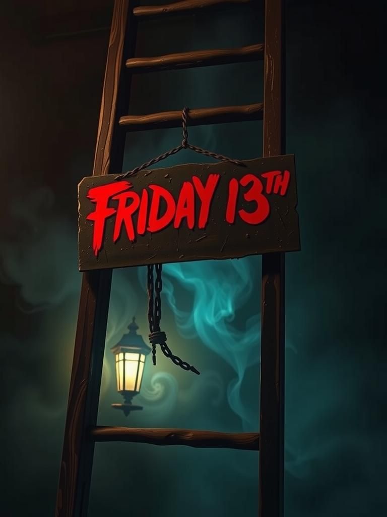 Ominous Friday 13th Sign in Eerie Setting