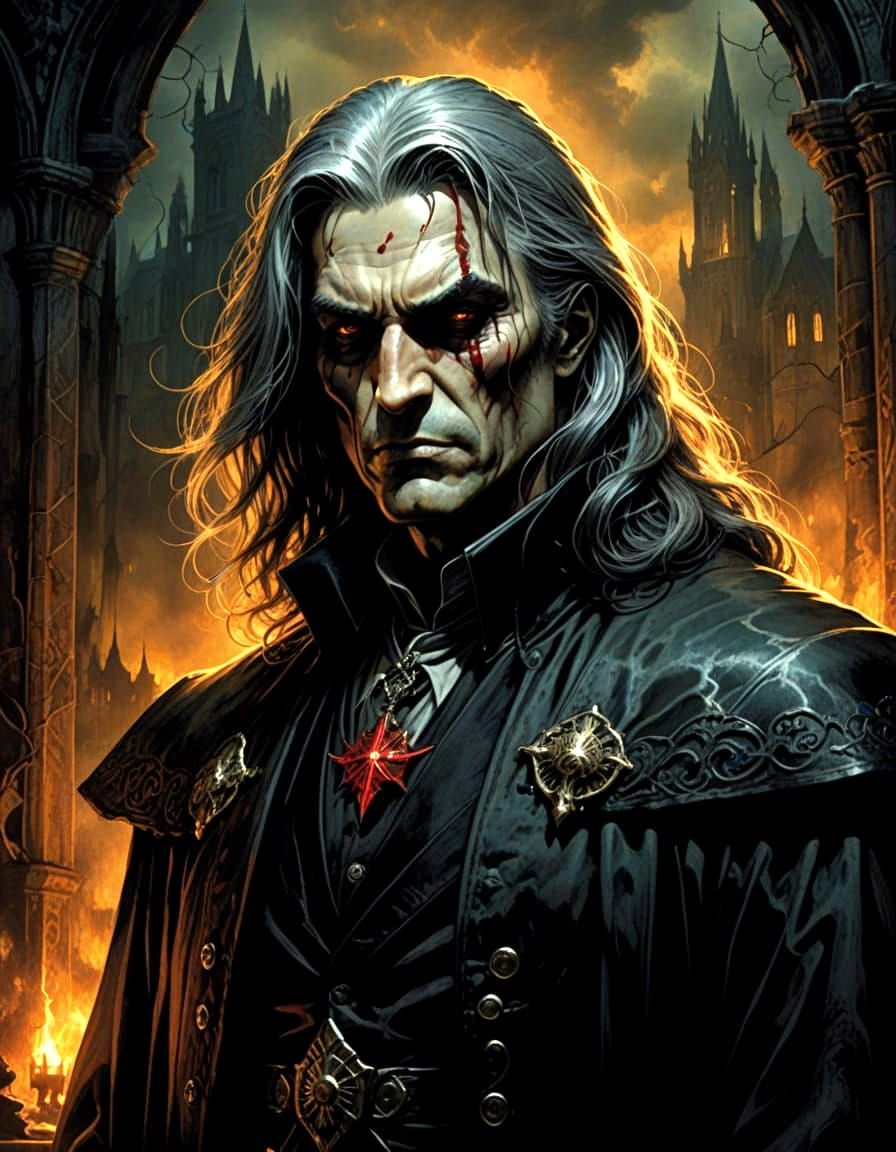 Brooding Vampire Lord in Haunting Portrait