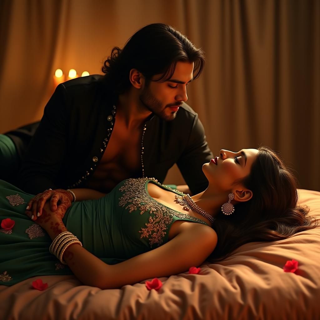 Intimate Moment: Indian Couple in Golden Light