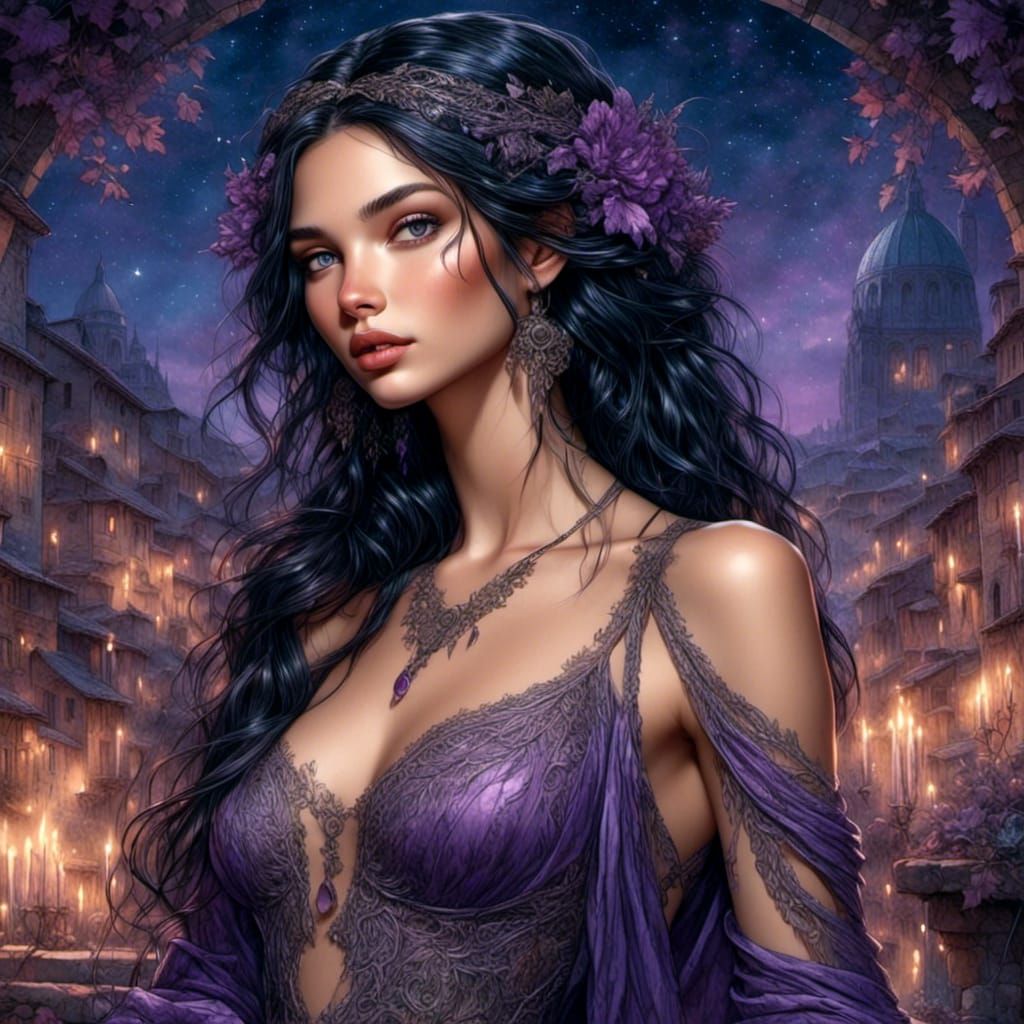 Seductive Vixen in Candlelight, Fantasy Art