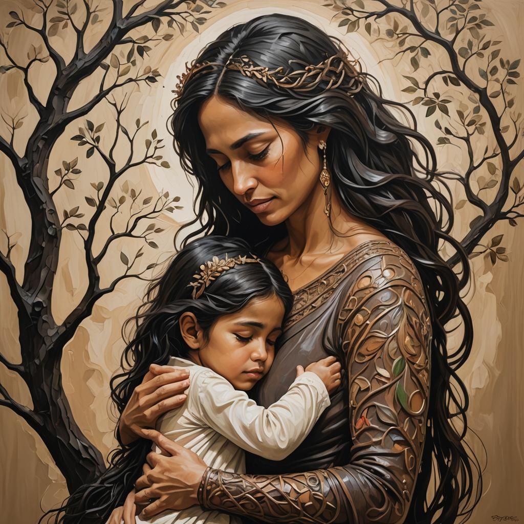 Heartwarming Mother-Child Bond Art