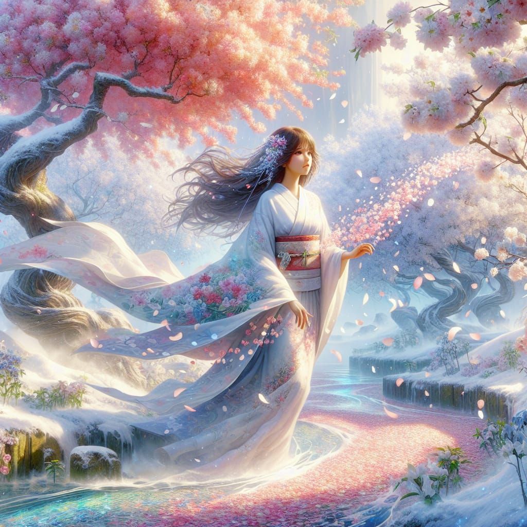 Dreamy Japanese Cherry Blossoms in Watercolor Style