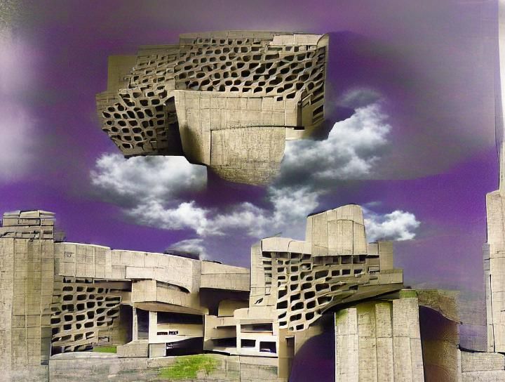 I Think Therefore I Am in Brutalist Style