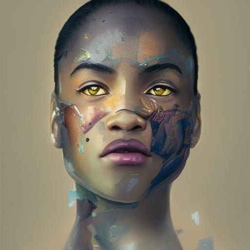 Young Black Woman Knight Portrait in Hyperdetailed Style