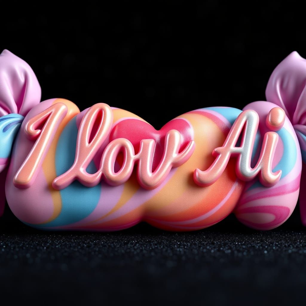 Vibrant, Handcrafted Candies in Swirling, Ethereal Font