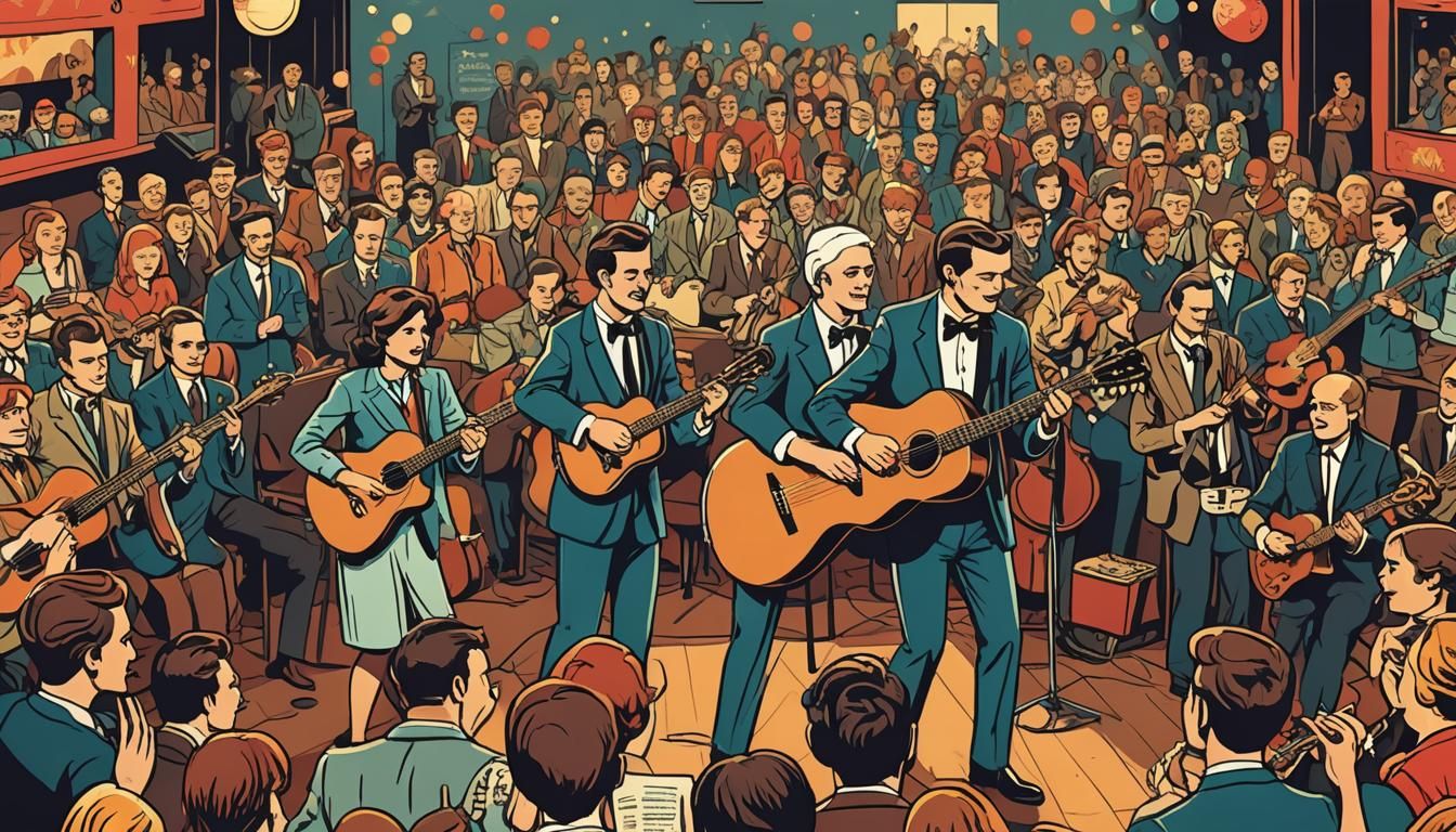 Retro Polish Comic Art: Musicians on Stage