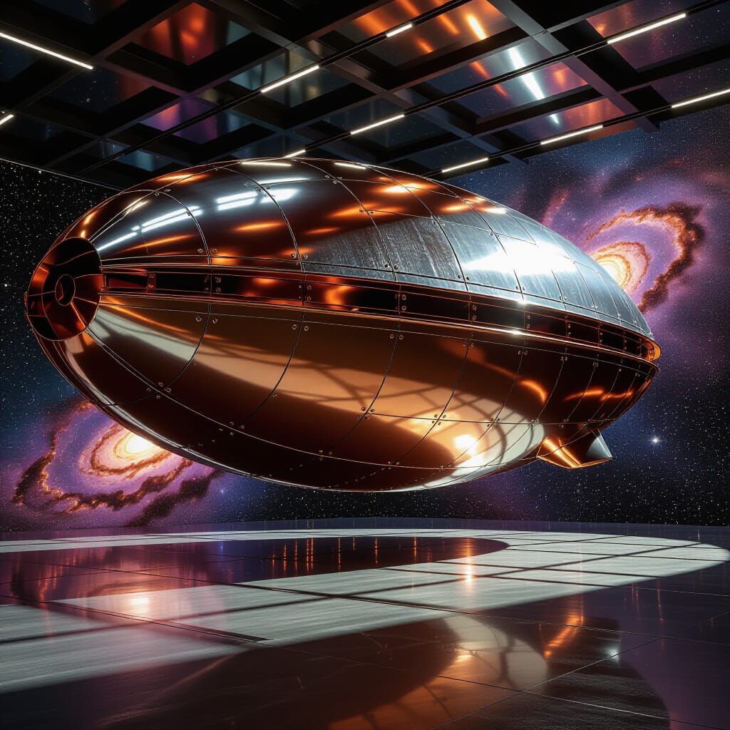 Cosmic Explorer Ship in Psychedelic Galaxy