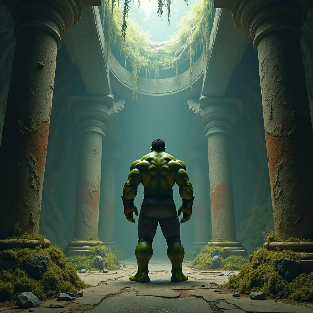 Hulk in Mystical Gym: Fantasy Concept Art