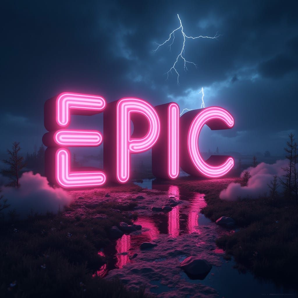 Epic Neon Stormscape in Cyberpunk Aesthetic