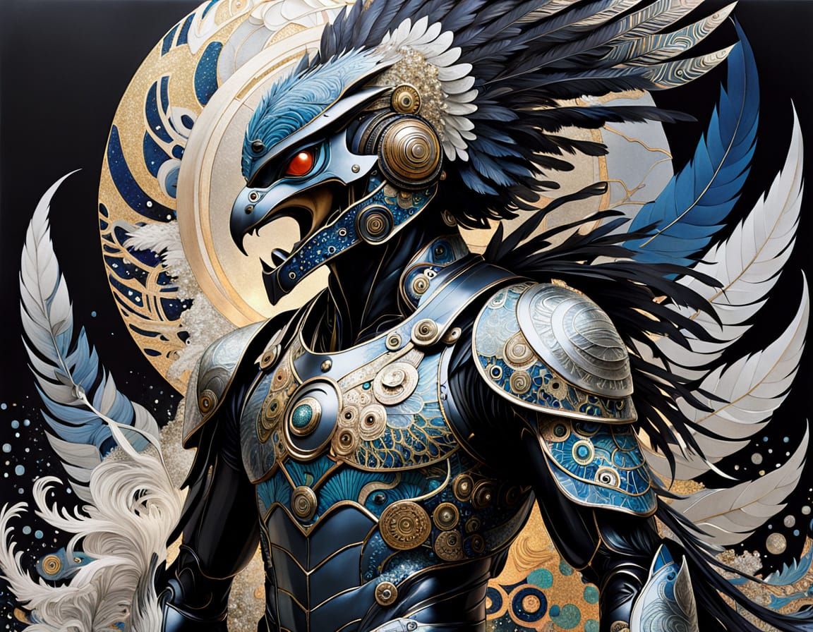 Deity with Raptor Helmet Rides Wave of Chaos