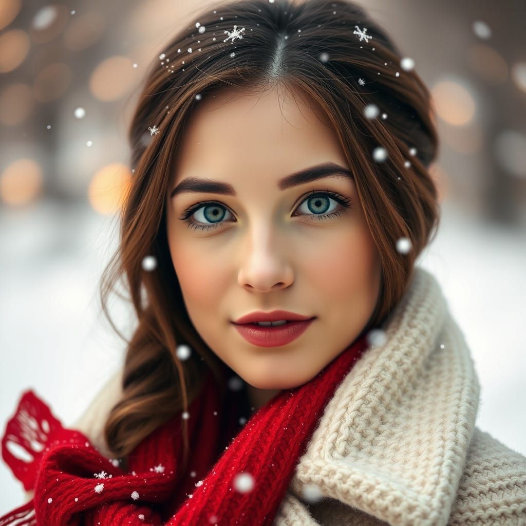 Dreamy Woman in Winter Wonderland