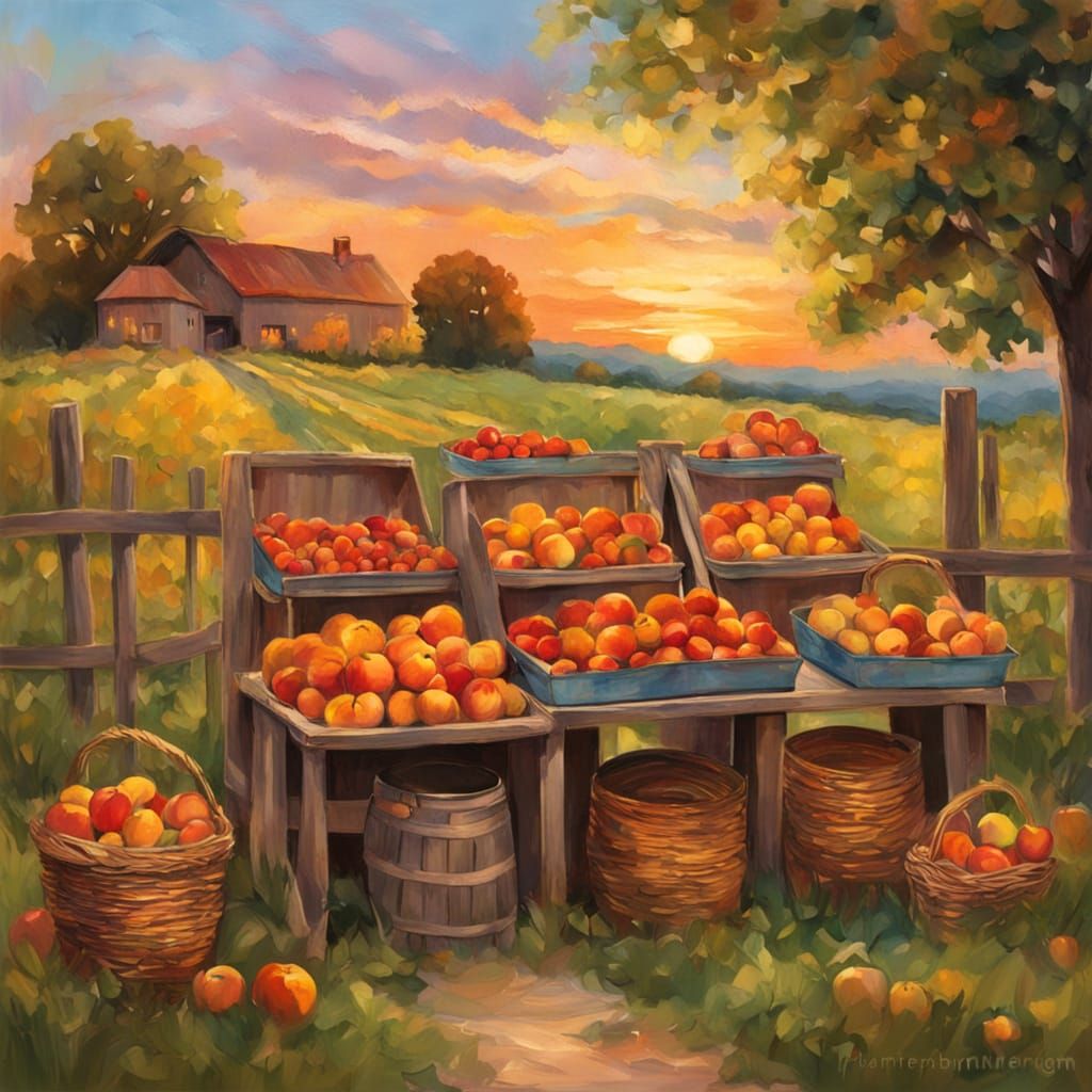 Charming Farmstand on Country Road in Impressionist Style