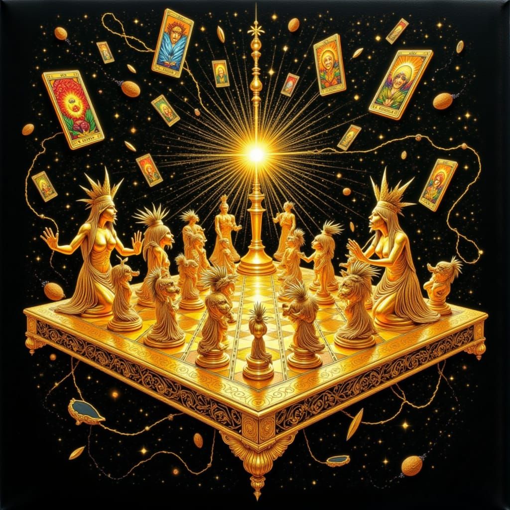 Gilded Cannabis Chess in Surreal Void