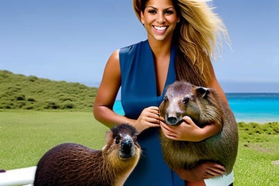 Shakira Poses with Capybara