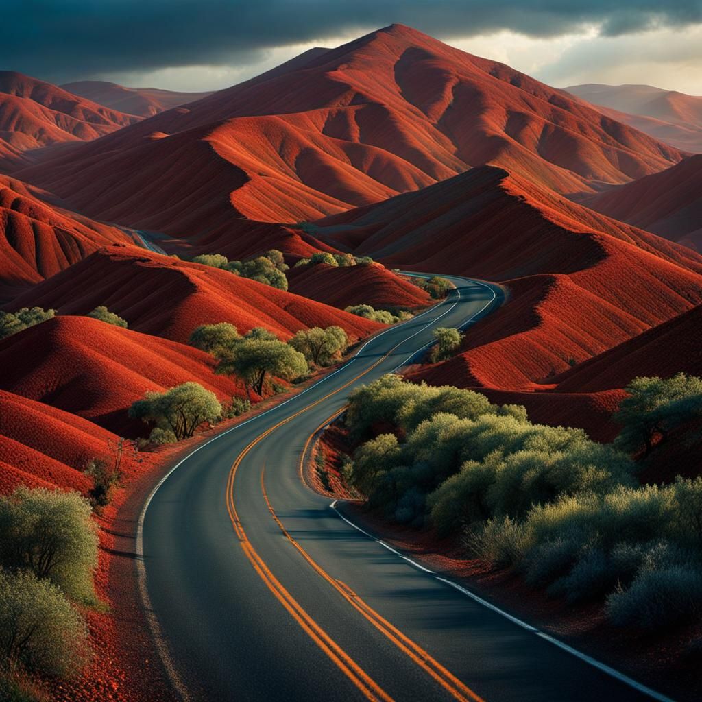 Neo-Impressionistic Roads in a Futuristic Landscape