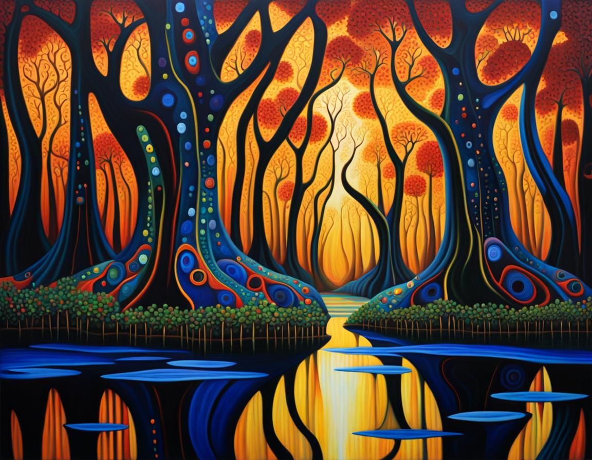 Mystic Mangrove Forest in Hundertwasser Style