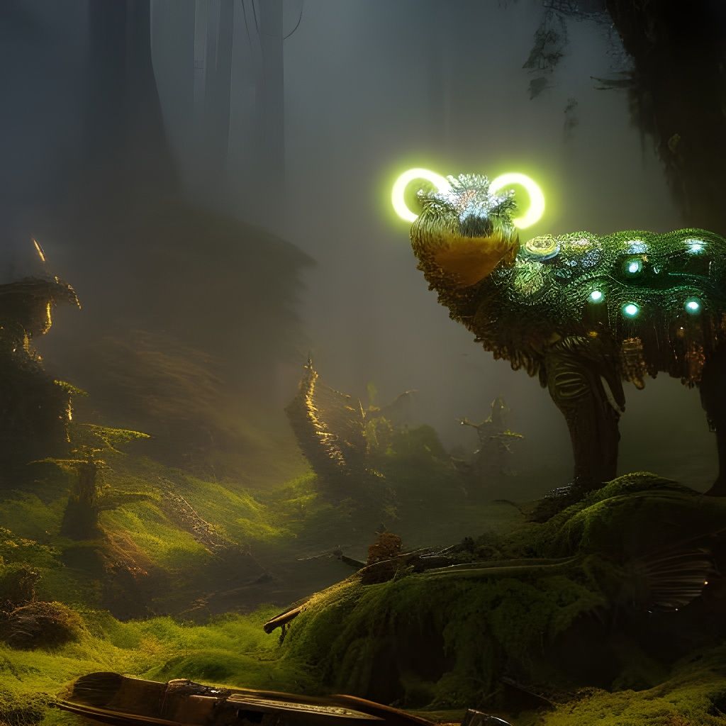 Lizard-Green Filigree Skeleton Warlock Droid Portrait